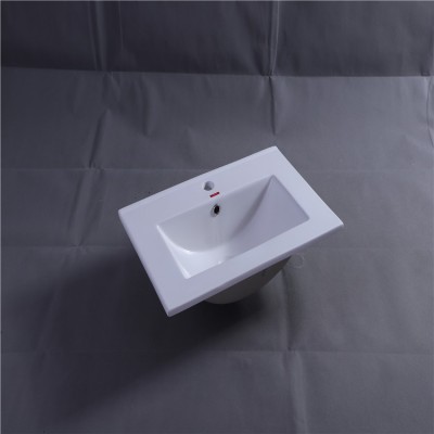 Gejiale chaozhou china sanitary ware supplier white modern ceramic square thin counter top vanity wash basin for hotel